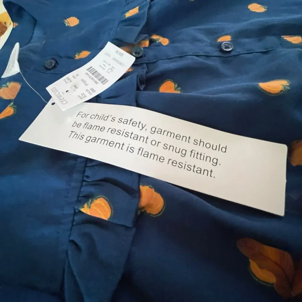 NWT J. Crew Blue Pumpkin Fall Nightdress Ruffles Girls Crewcuts Dress Size XL